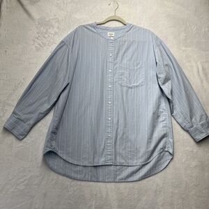 Aritzia Wilfred Free Collarless Button Front Shirt Womens Sz M Oversized Striped